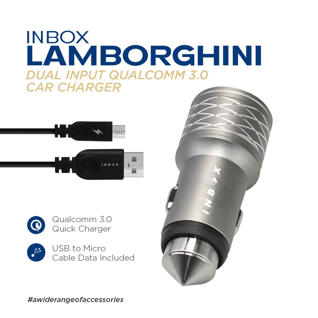 INBOX LAMBORGHINI (2 Output Qualcomm Charging + 1 Kabel Micro)