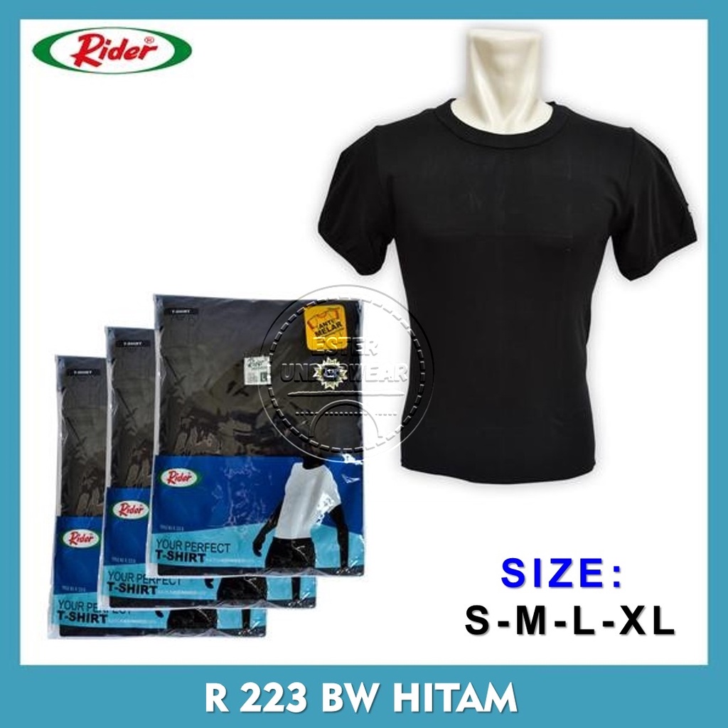 Kaos Dalam Oblong RIDER O-NECK R 223 BW HITAM ISI 1PCS