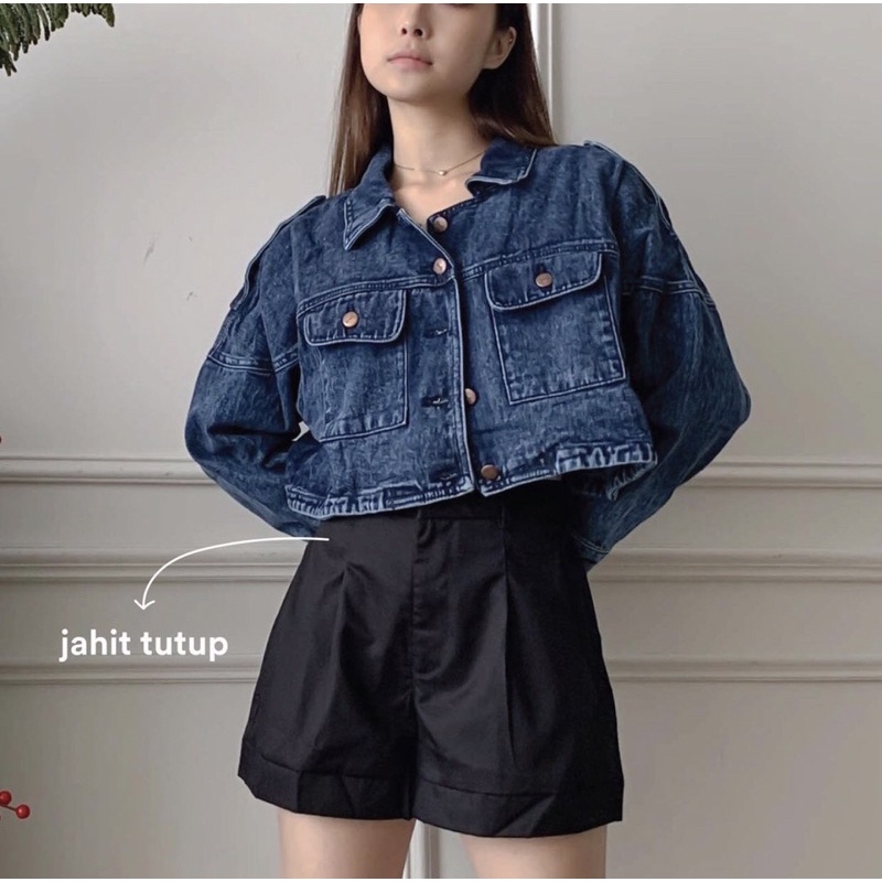 CROP JACKET DENIM PREMIUM KOREA - ALL SIZE FIT TO XL HIGH QUALITY - JAKET JEANS DENIM TEBAL PREMIUM WANITA - JAKET KADO / HADIAH ULANG TAHUN CEWEK