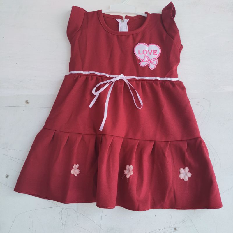 Dress anak 1 2 tahun moscrepe gaun anak cewek harian santai baju anak lucu ( dress moscrepe GIN )