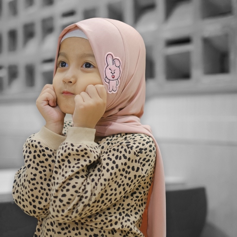 jilbab square hijab pashmina instan bt21 for kids