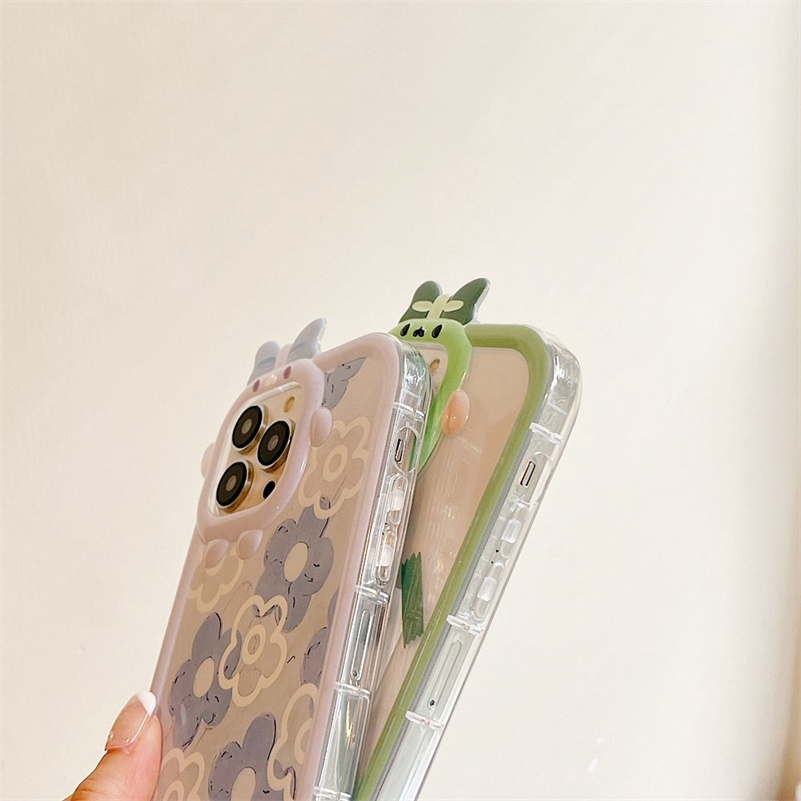 Soft Case Pelindung Lensa Motif Bunga Monster 3D Untuk iPhone 14 13 12 11 Pro Max X Xr Xs Max 7 8 6 6s Plus SE 2020