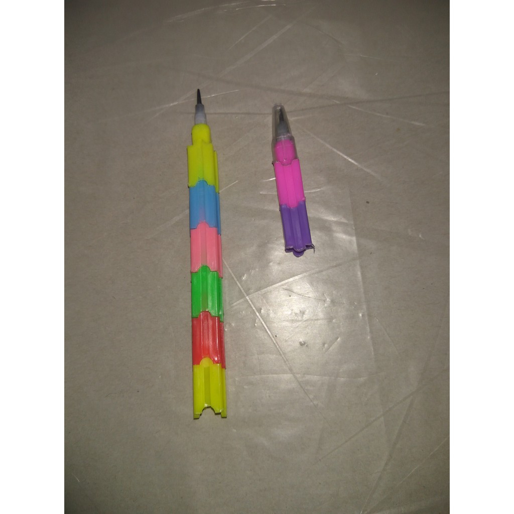 MAINAN KREATIF PENSIL SUSUN 8 TINGKAT WARNA WARNI - 100 PCS - UNIK - MURAH