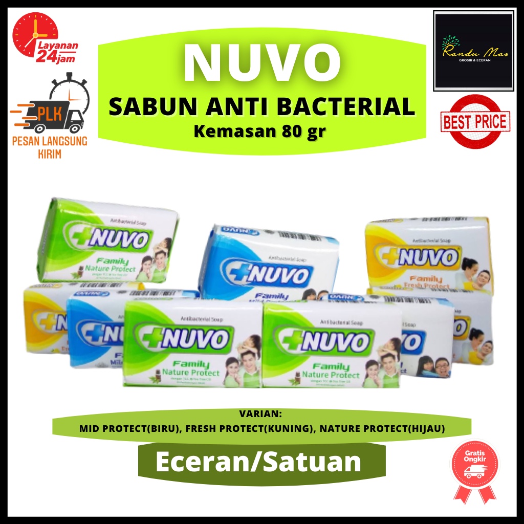 Sabun Mandi Nuvo Batang Antibacterial Family 76gr Original