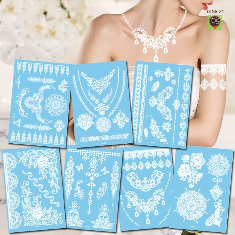 Henna tangan warna putih untuk pengantin wanita banyak variasi termurah