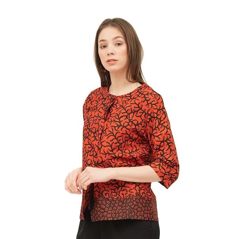 Terbaru Blouse(Outer) Batik Galis Merah Bata, Blouse Batik Bg113-1 - Merah, M Sale