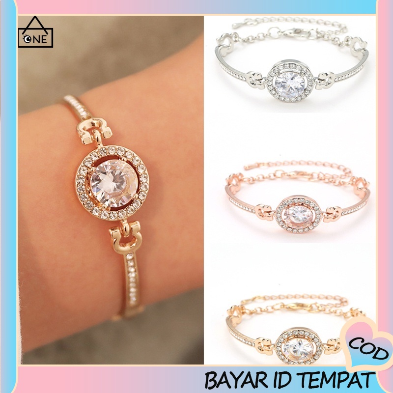 COD Gelang Liar Wanita Temperamen Sederhana Mulia Bor Kilat Gelang fashion Rhinestone bracelet A one