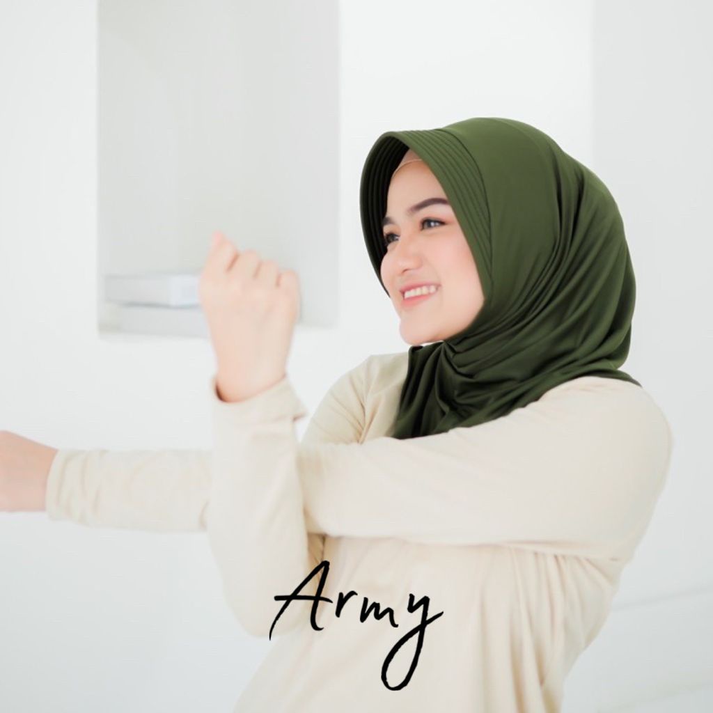 [YB00038] Jibab Sport Murah /Jibab Sport Murah /Jilbab Lycra Instan Jokowi /ADDIBA SERPOL-Army
