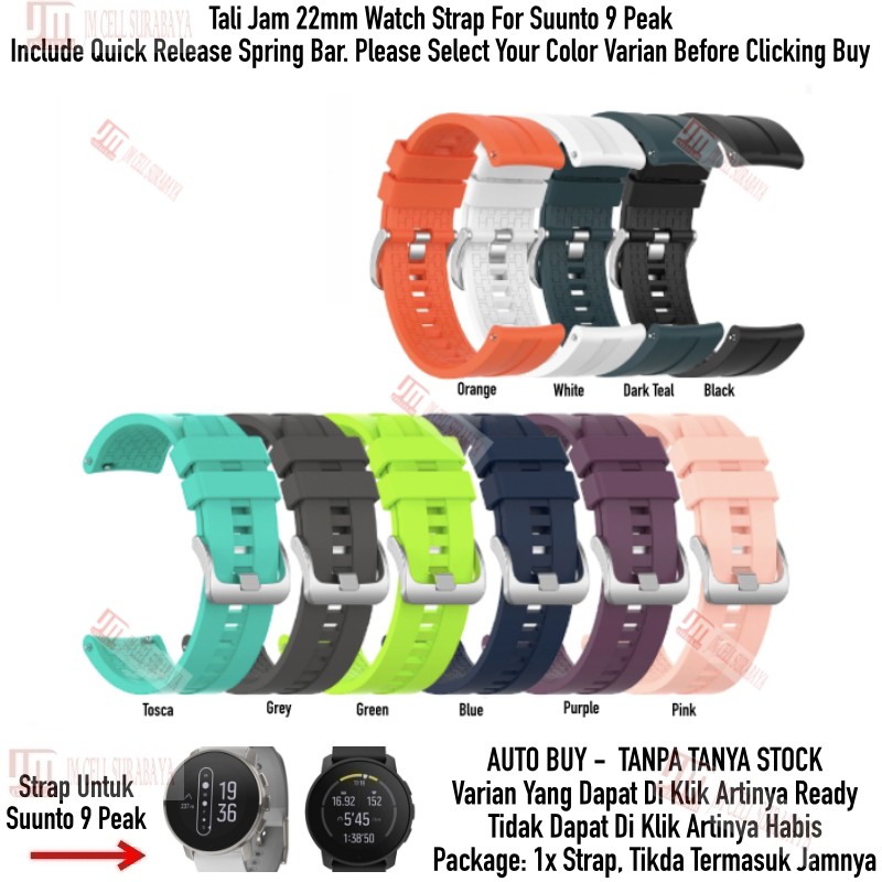 XLF Tali Jam 22mm Watch Strap Suunto 9 Peak / Pro - Rubber Silikon Metal Buckle
