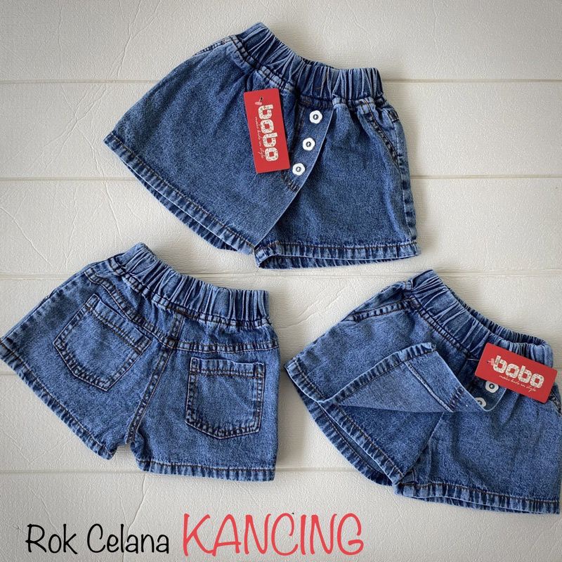 BOBO ROK CELANA ROCELA KANCING JEANS ANAK 1 - 7 TAHUN