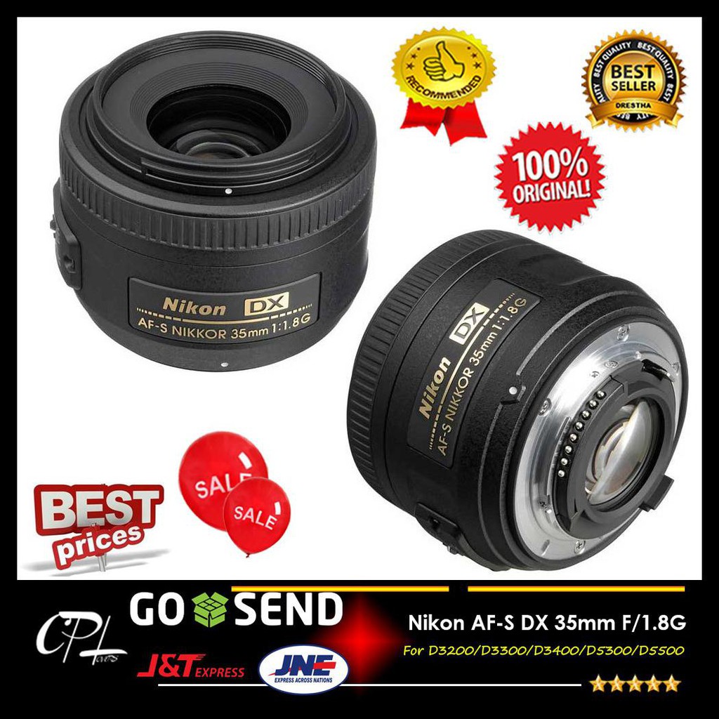 {BISA COD} Nikon AF-S DX 35mm F/1.8G Autofocus Lens For D3200/D3300/D3400/D5300/D5500 TERBARU Kode