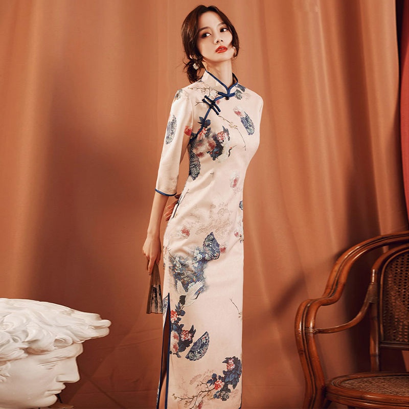 Cheongsam improved dress 2021 new style temperament young girl retro French long style daily wear su