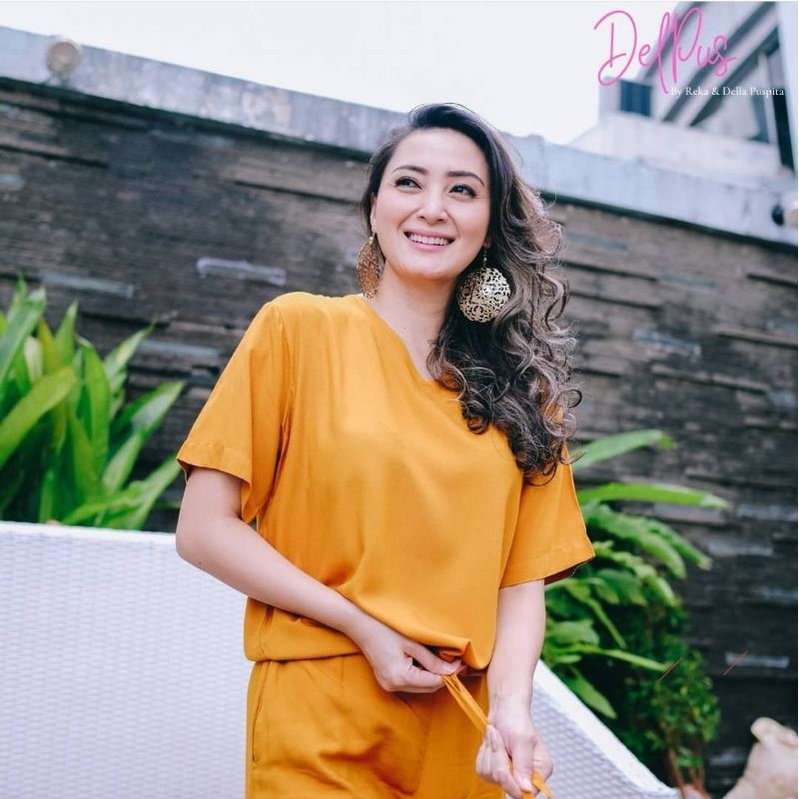 DELPUS Oneset Vcool Crop by Della Puspita Setelan Setcel One Set Pakaian Baju Tidur Wanita BAHAN RAYON PREMIUM ADEM-3