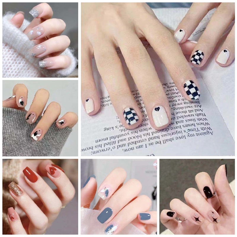 DA341-360 Finger DIY Nail Sticker Fashion 3D Bronzing Nail Sticker False Nails Art 14Pcs/sheet