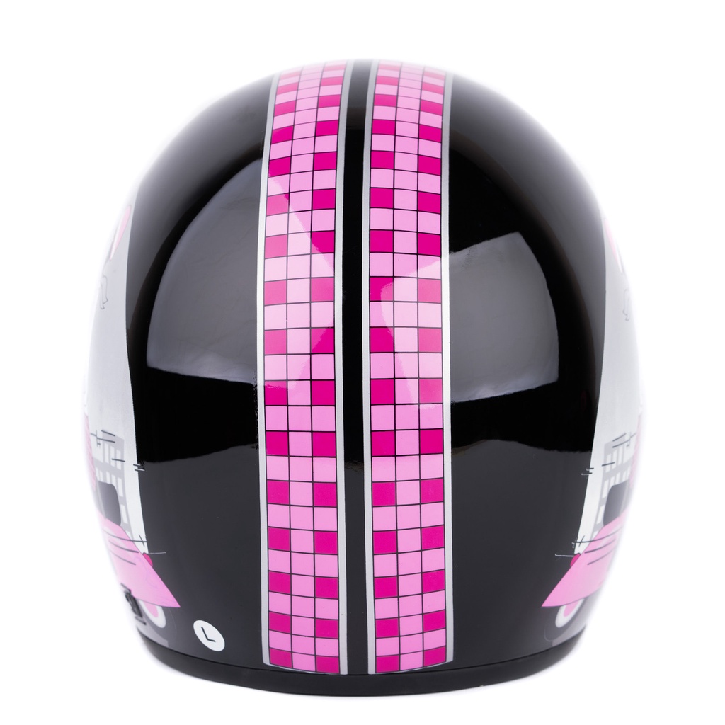 [Helm Dewasa] WTO Helm Retro - Vespa Girl - Hitam Pink