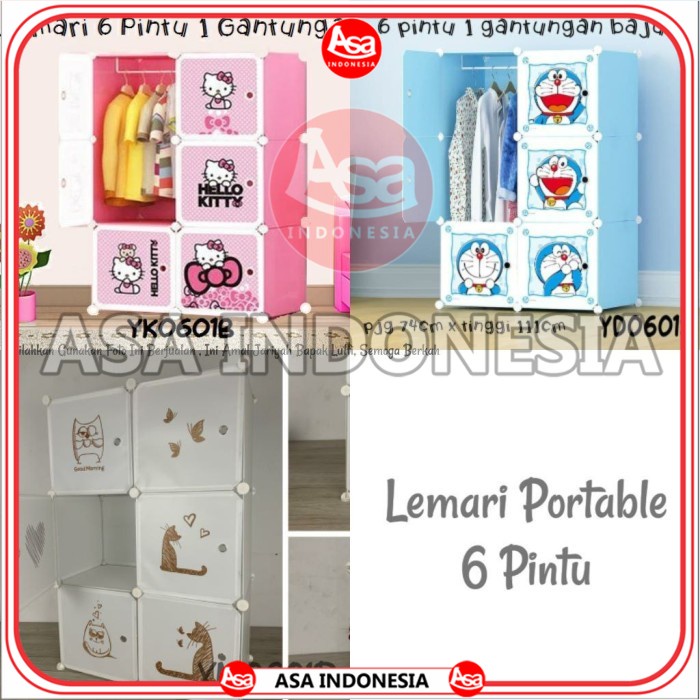 Lemari Baju Portable 6 Pintu Karakter - Doraemon - ASA INDONESIA