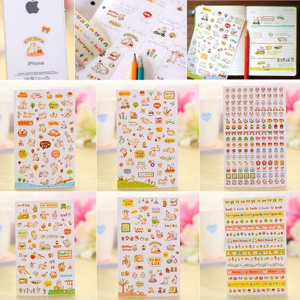 [Elegan] Kertas Kucing Stiker Kualitas Bagus Hot Sale Diary Sticker Transparan Dekorasi Lucu Kartun Anak DIY Diary Dinding Foto Dekorasi