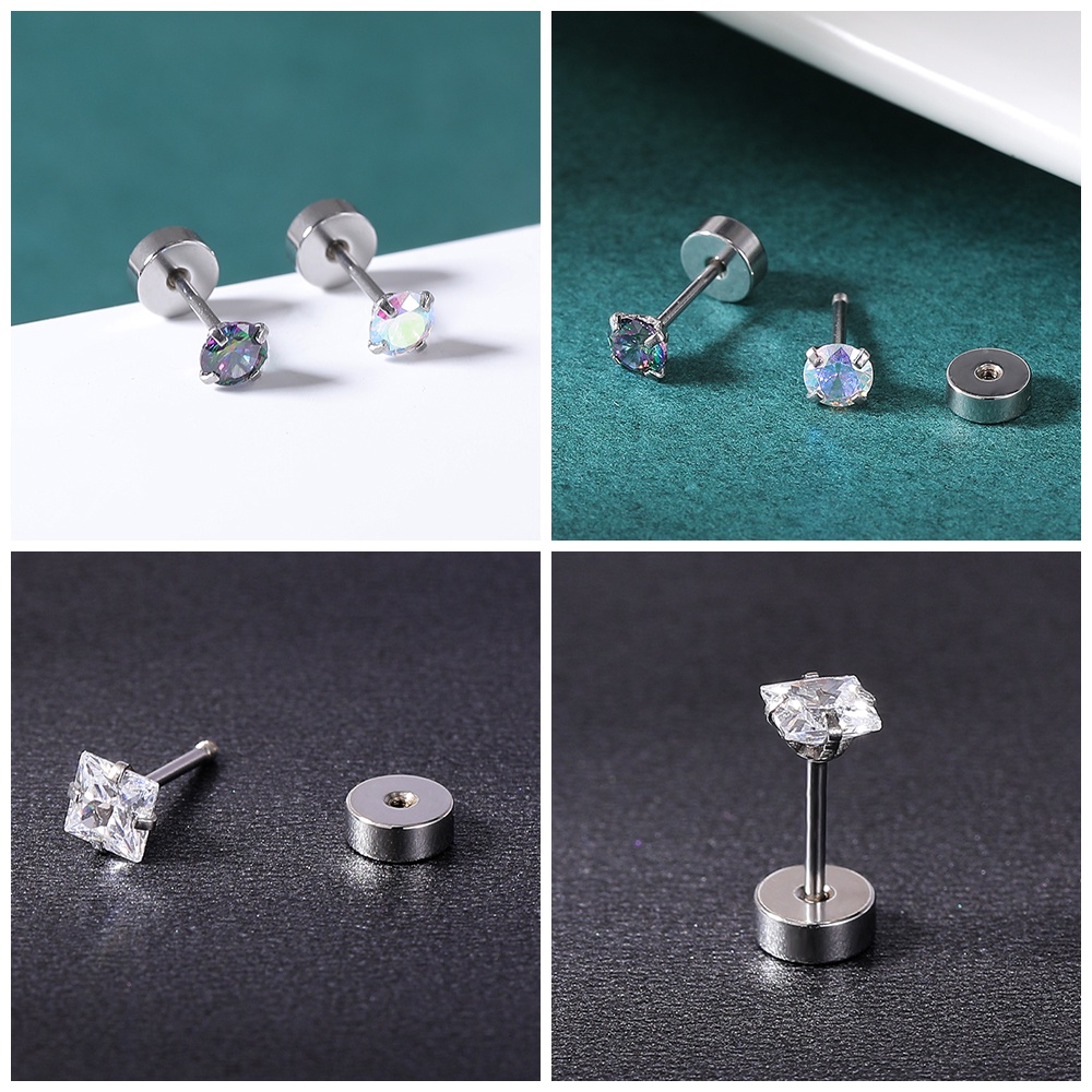 1 Pc Anting Stud Kristal Bentuk Bunga Mawar Kupu-Kupu Bahan Stainless Steel