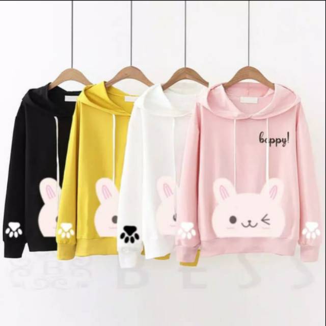 Sweater Hoodie Kucing Kaos Wanita Roundhand Cewek Imut Happy Cat 2