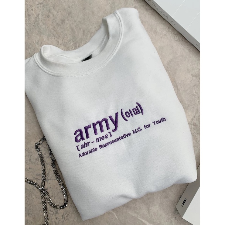 Crewneck Army Typo Embroidery Korean Style Premium