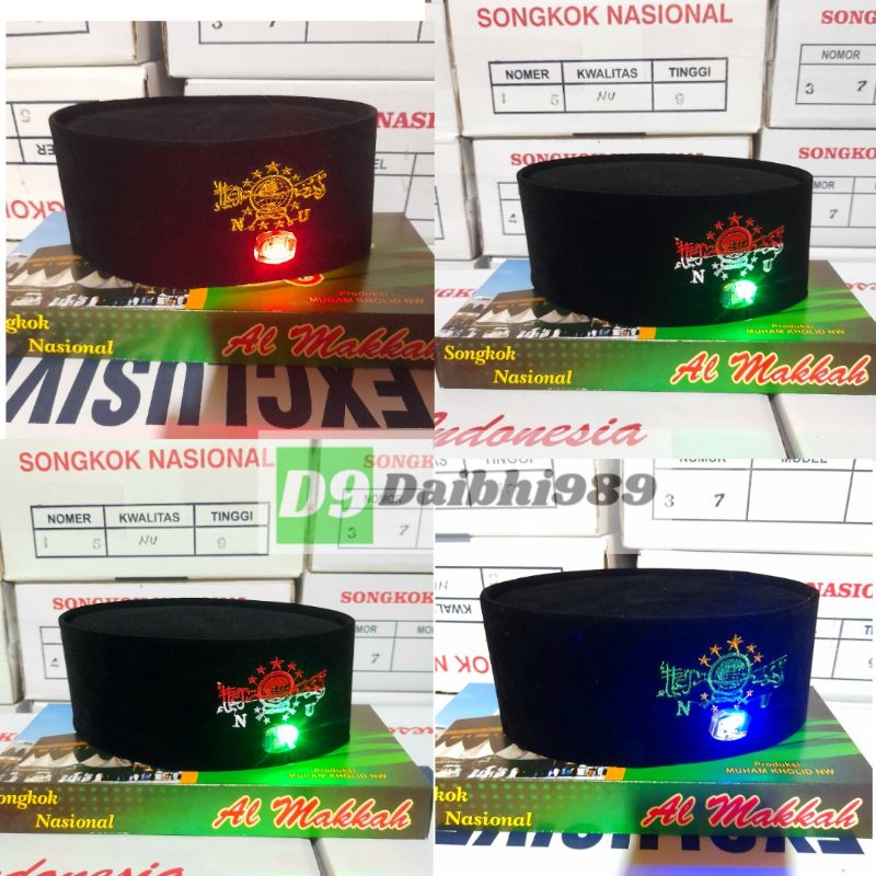 Peci LED / Peci Hitam LED / Peci Songkok NU LED / Peci NU Bordir