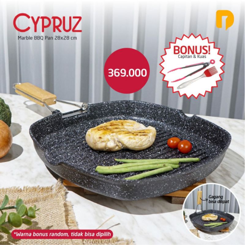 [BISA COD] Cypruz Marble BBQ Pan 28x28cm Grill Pakai Kompor Dusdusan