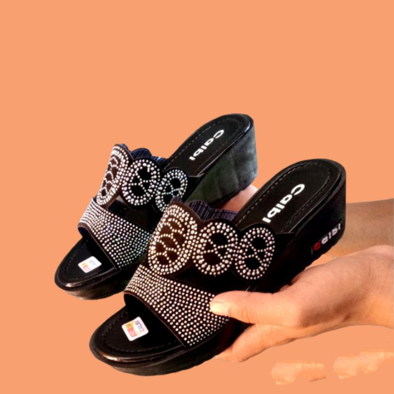 SANDAL WEDGES MODEL CALBI SANDAL WEDGES WANITA BLINK TERBARU GROSIRAN