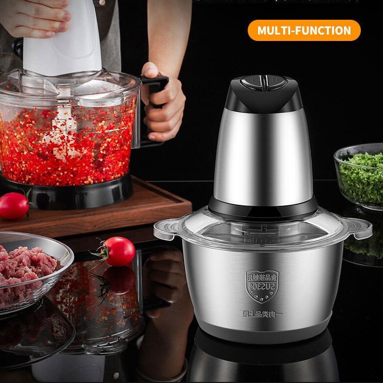 BLENDER food CHOPPER daging MEAT GRINDER 2L stainless steel ORANGE