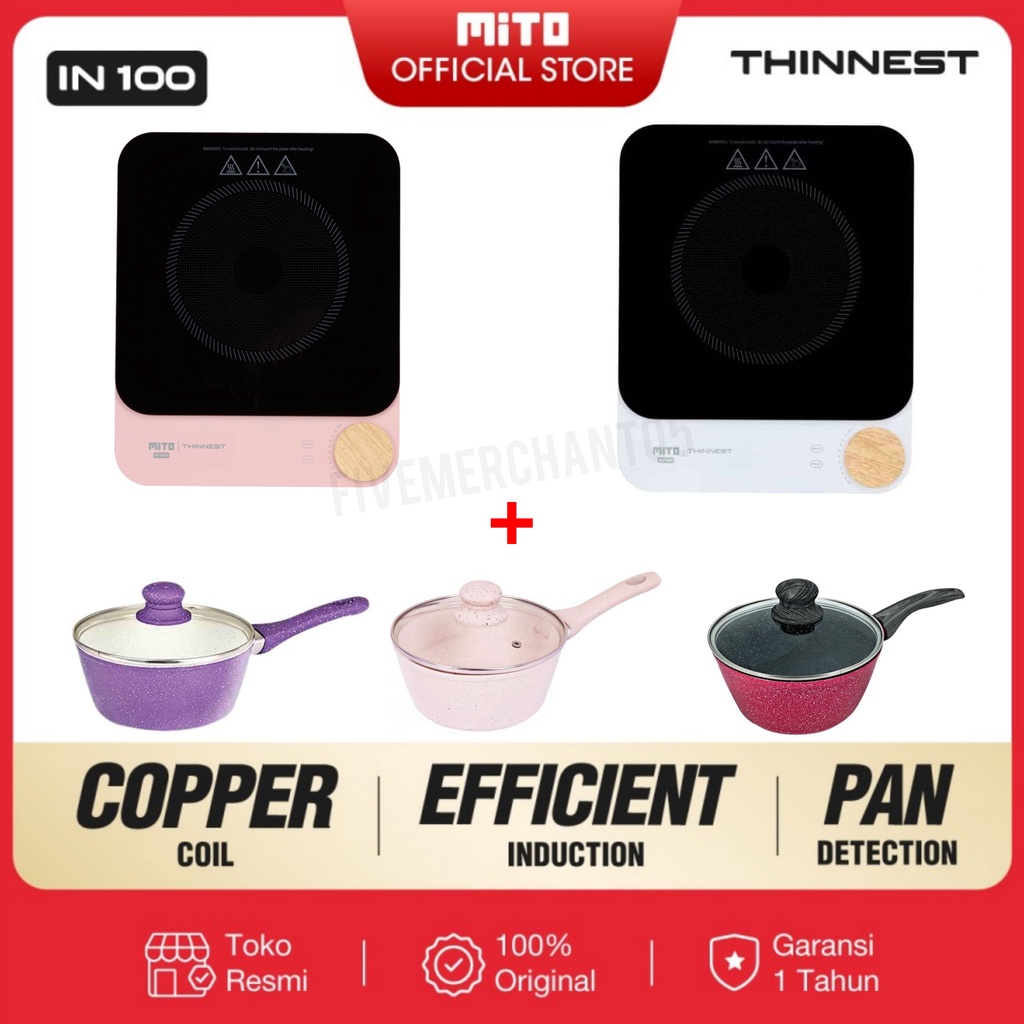 Kompor Induksi Mito IN100 Kompor Listrik Mito IN 100 Induction Stove Kompor Mito IN 100 Putih Pink White Induksi Mito IN-100