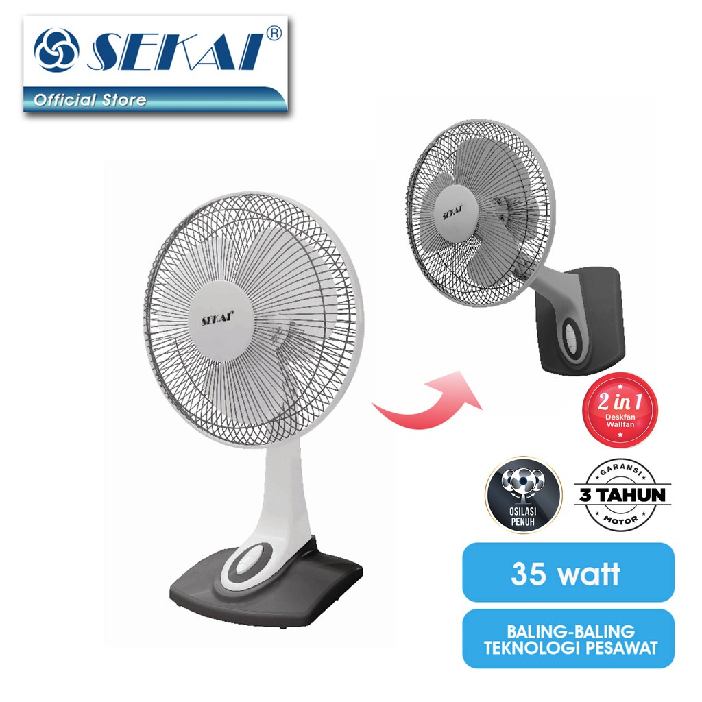 SEKAI Desk Fan Kipas Angin Meja (2 in 1) 12 Inch DFN 1216 D