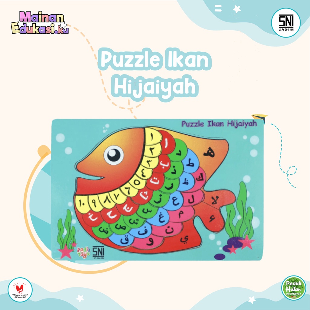 Mainan Edukasi / Puzzle Ikan Hijaiyah / Agdia Toys / 30x20 cm / isi 41 keping