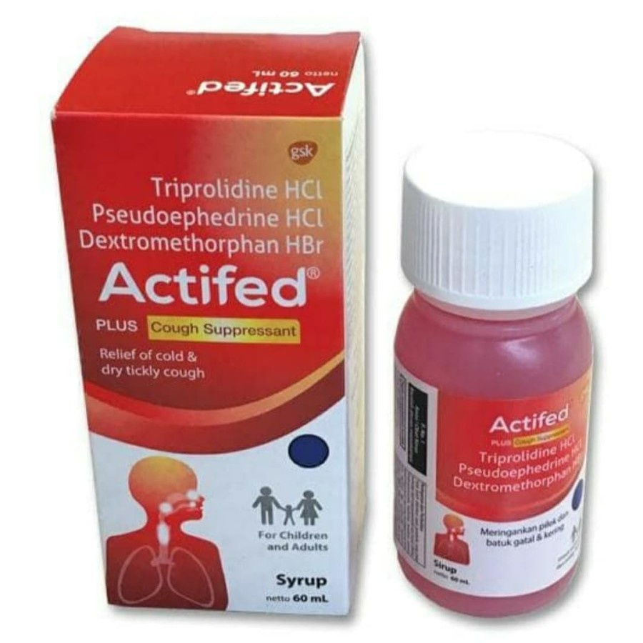 ACTIFED PLUS EXPECTORANT Hijau - COUGH SUPPRESSANT Merah 60ML - Obat Batuk Pilek Dewasa Anak Sirup Syrup Kering Dahak