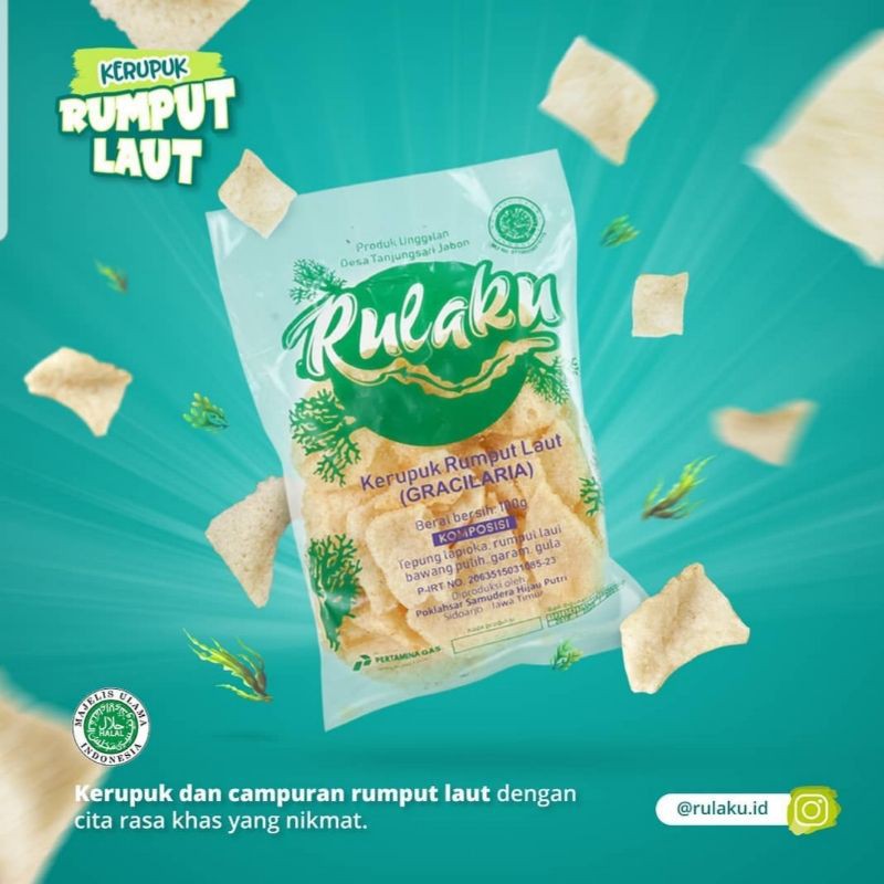

krupuk rumput laut/snack rumputlaut/snack/makanan ringan/jajan rumputlaut/krupuk rulaku/cemilan