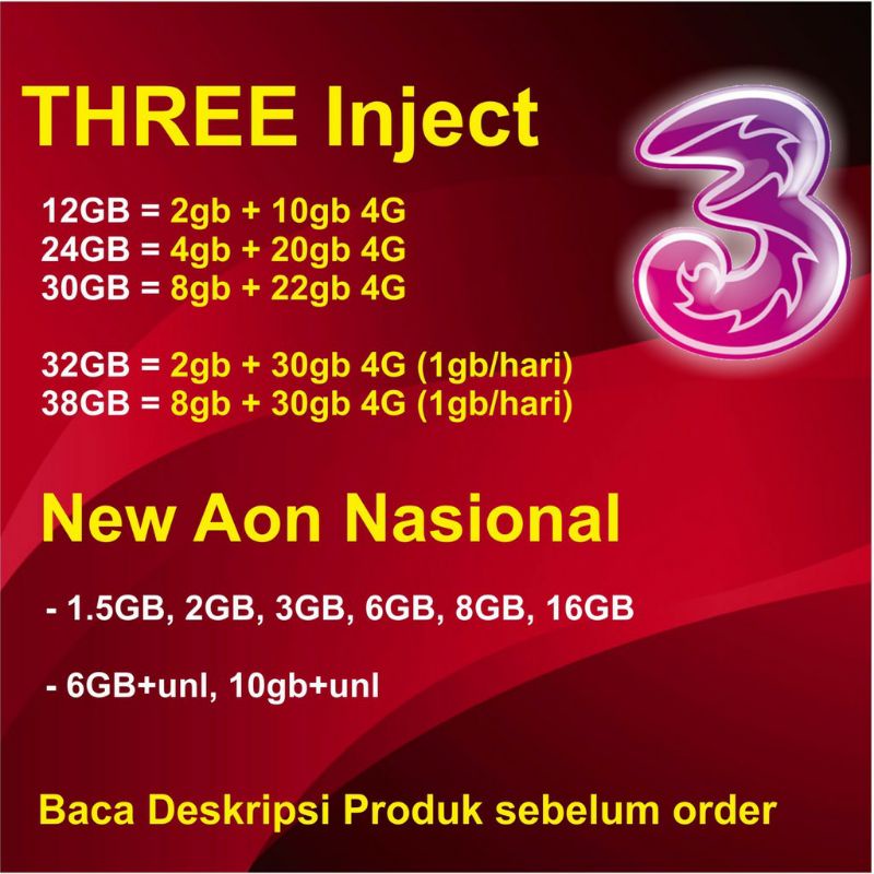 Three Inject Kuota Murah