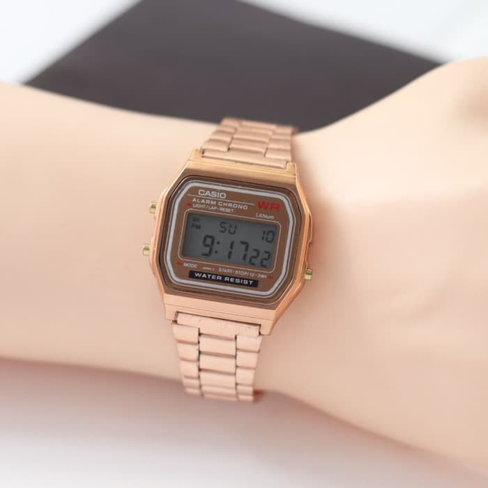 Promo Jam Tangan Pria Cowok Casio Digital Segi Rantai Gold Termurah