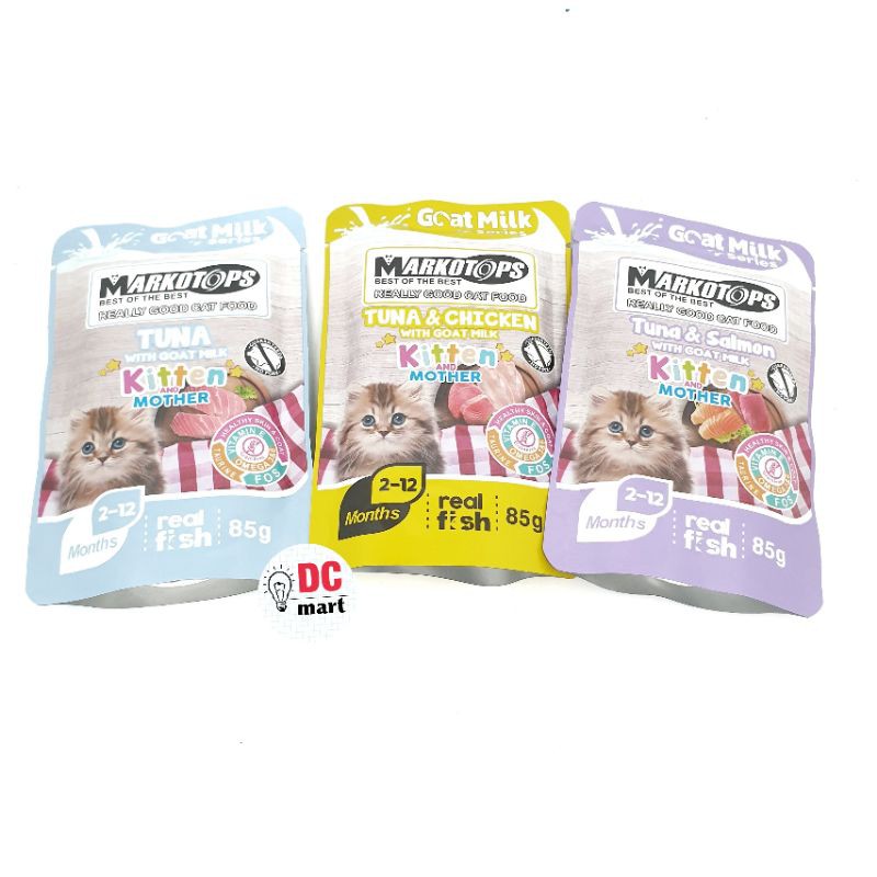 MARKOTOPS POUCH 85Gr Sachet Goat Milk Series / Makanan Cair Kucing Segala Usia dengan Susu Kambing