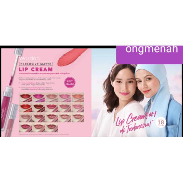 Lip cream wardah ecclusive,18warna pilihan