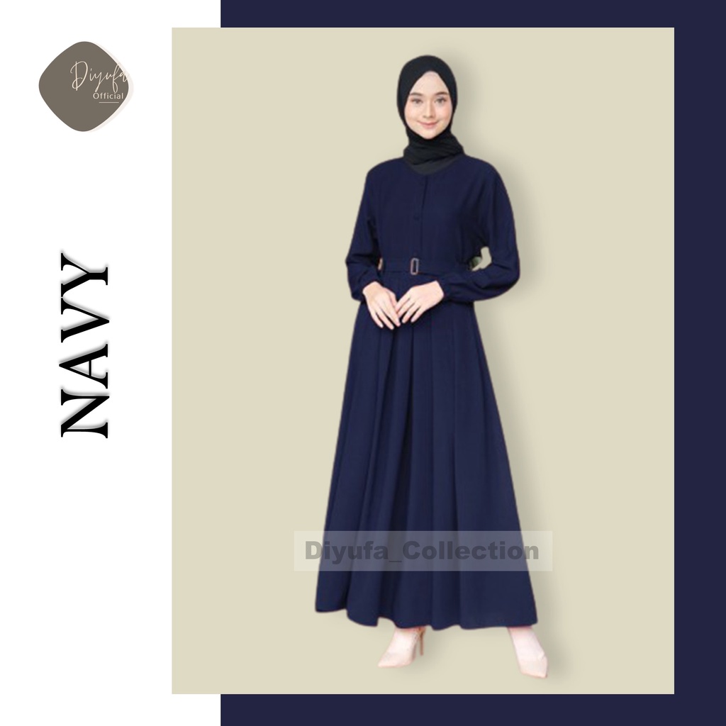 Baju Gamis Wanita Cewek Remaja Terbaru kekinian Alsize / Jumbo Kancing Dada Dress Moscrepe Busui-NAVY