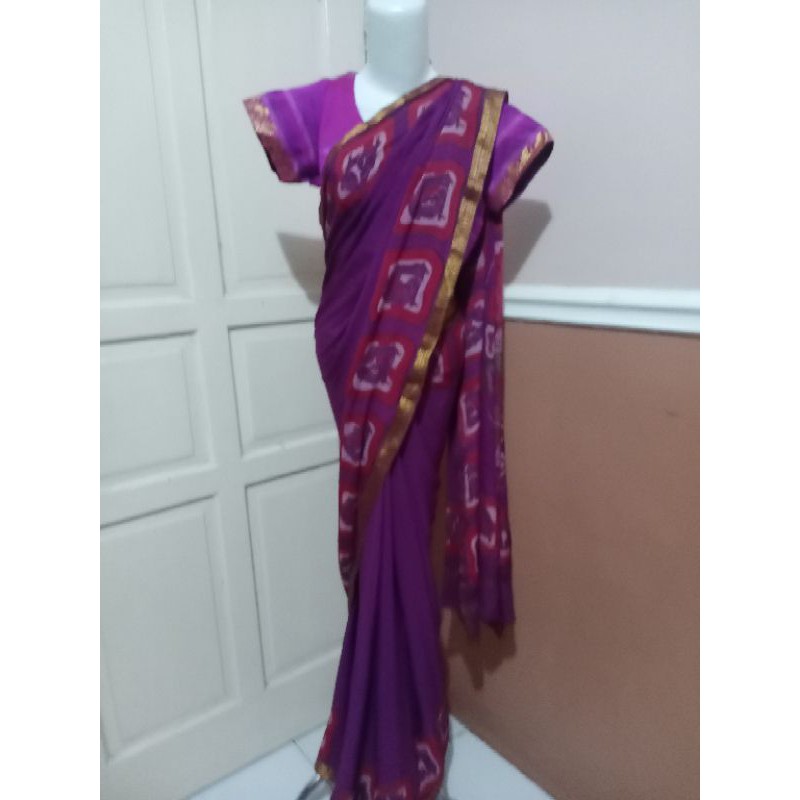 Baju india set sari ungu cantik