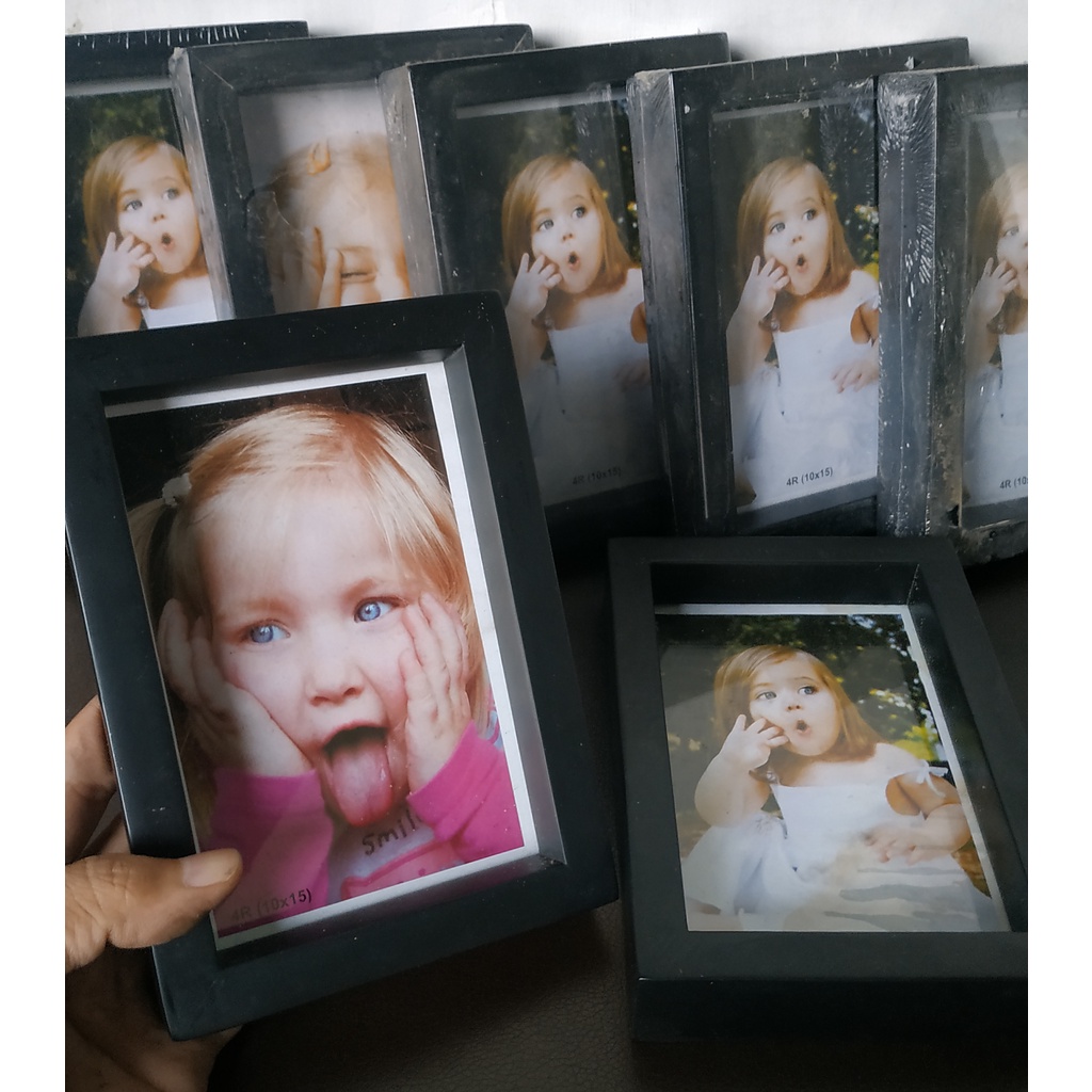 Frame bingkai Foto ukuran 4R (10x15)cm Hitam / lagi Cuci Gudang