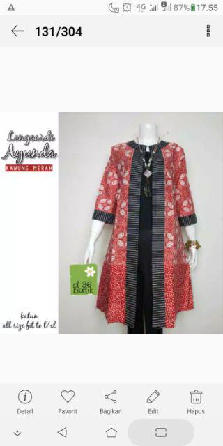Longcardi Ayunda Ayudia Busanaan Batik Wanita Cantik Modern Casual Formal Katun Kantoran