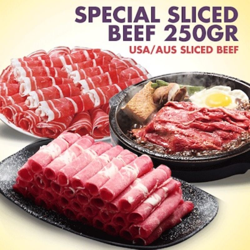 

PAKET GRILL BBQ SLICE BEEF - AUS dan US Beef 2 Pcs 250gr