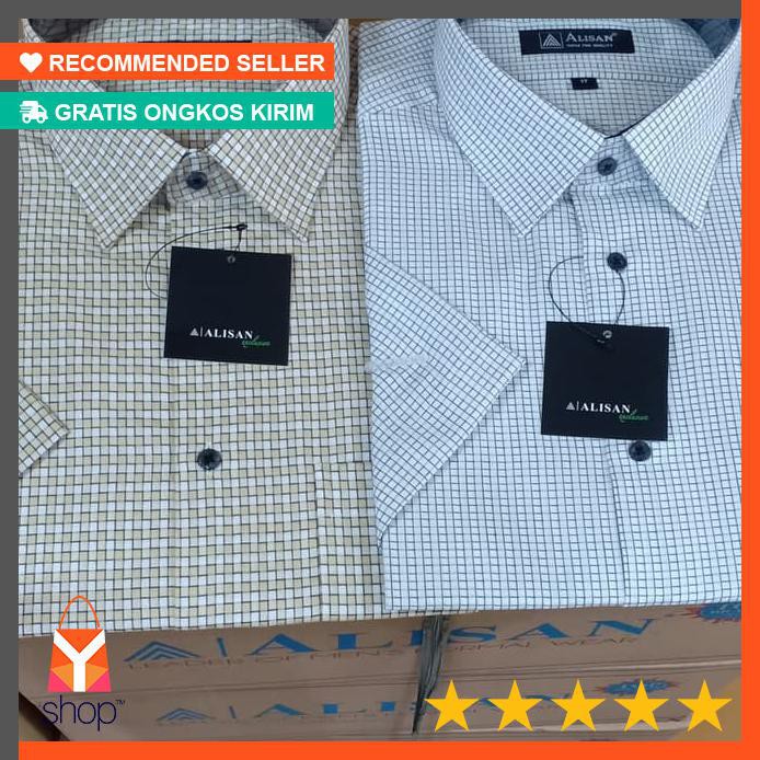 SALE  kemeja alisan motif pendek ukuran 17 - 17.5 xxl - xxxl