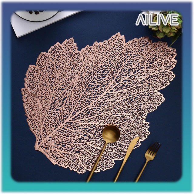 Tatakan Meja PVC Motif Daun Tahan Panas Table Mat Fine Dining