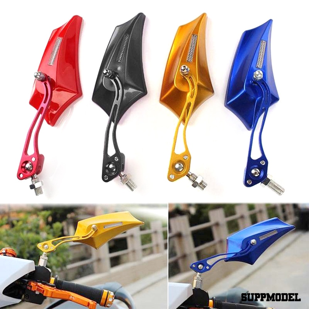 Spm 2pcs Kaca Spion Universal Bahan Aluminum Alloy Untuk Ujung Stang Motor