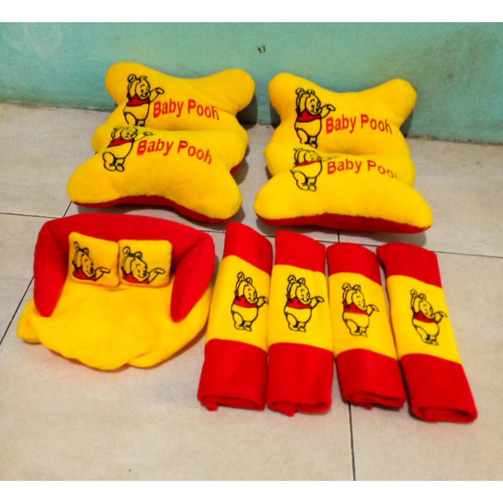 Bantal Mobil BABY POOH Kuning Bantal Isi 4 Sandaran Leher Kepala Baby Pooh Yellow