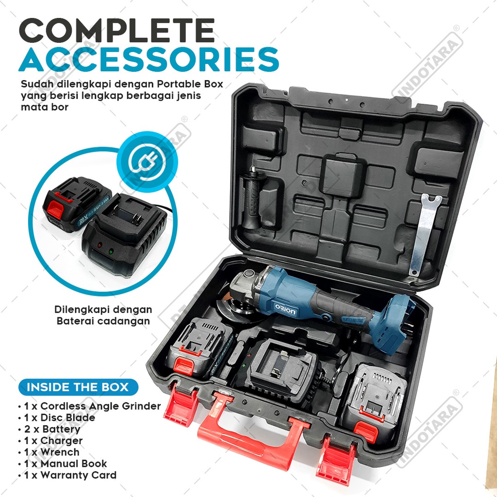 Paket Ekonomis 1 - Gerinda Tangan Orion CAG100 - 1 Pack Mata Gerinda Poles