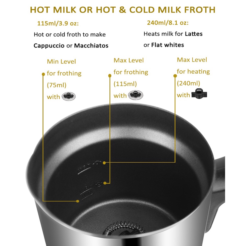 Electric Milk Frother Pembuat Busa Susu Kopi Latte Cappucino Biolomix-500W - N311VDE