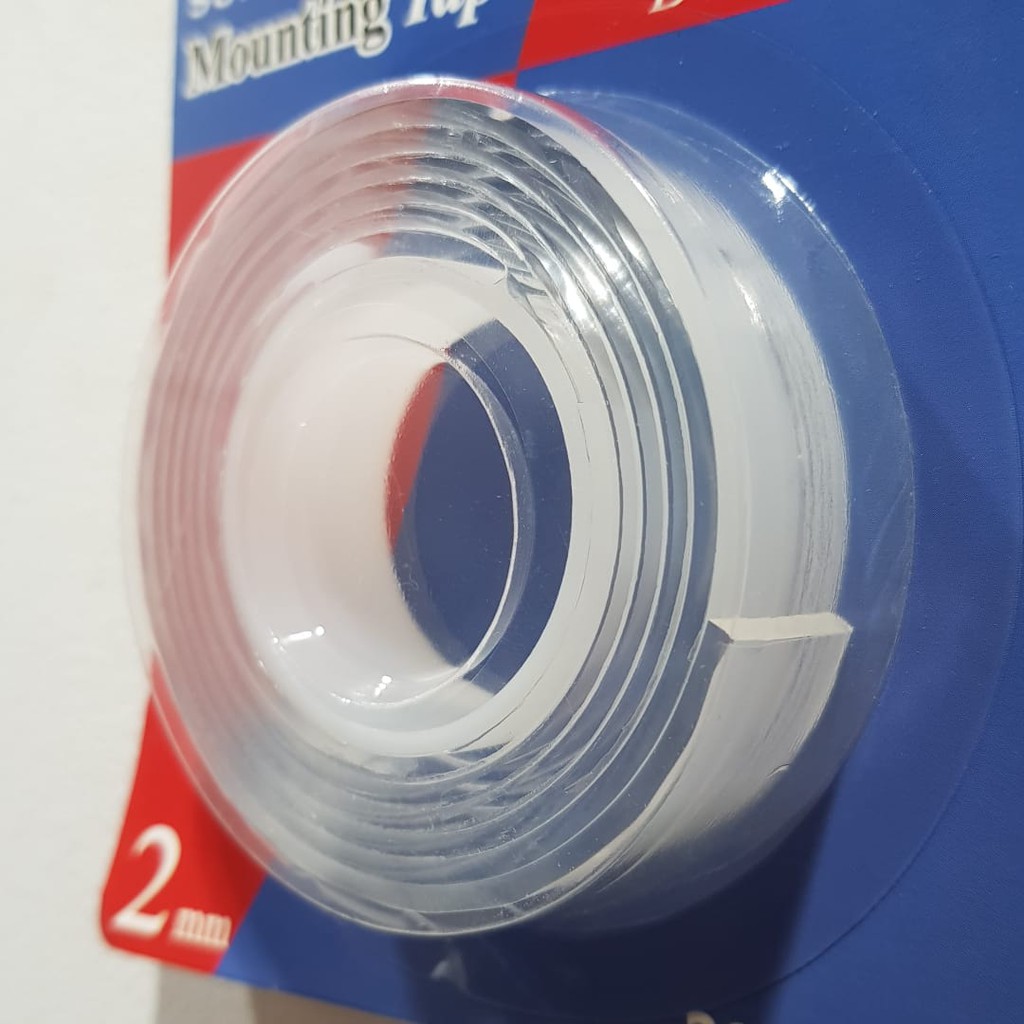 

Bazic Double Tape Bening 2 mm Rol 1 Mtr Dobel Tape Serbaguna 926 Super Clear Mounting Magic Tape