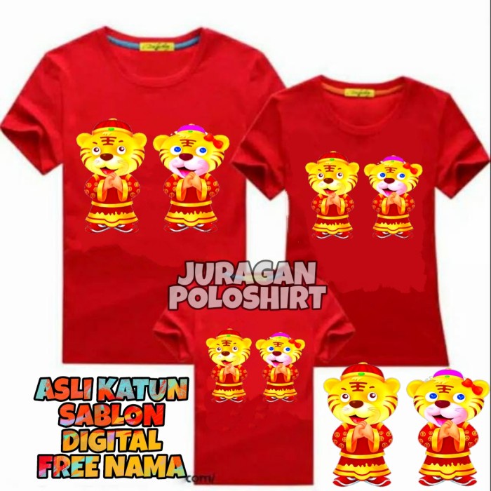 KAOS IMLEK 2022 TIGER-KAOS IMLEK FAMILY-KAOS UNISEX PRIA/WANITA-JRG37 - imlek terbaru 2022